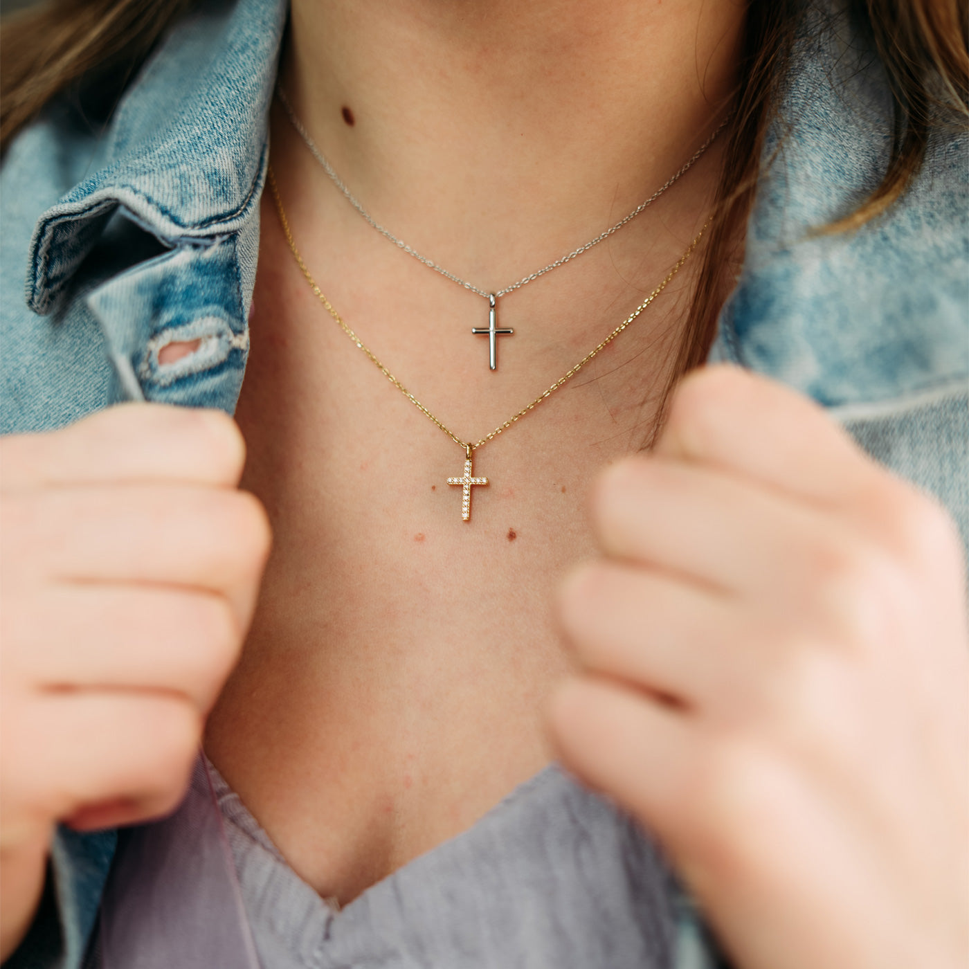 julie-julsen-kids-kette-sparkling-cross-silber-925-vergoldet-mit-zirkonia-kreuza image 2