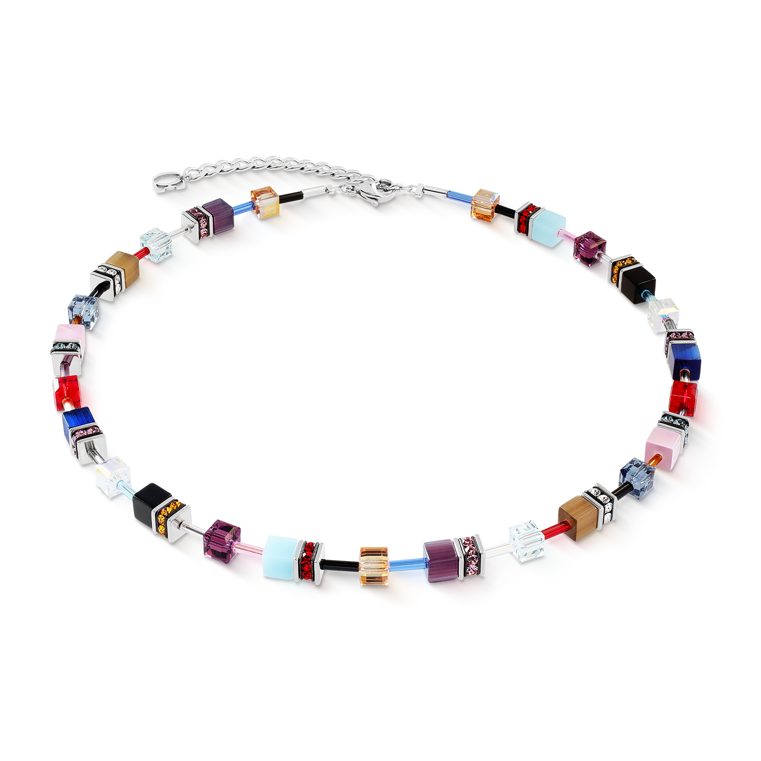 coeur-de-lion-geocube-iconic-halskette-love-energy-silber-multicolor-42-cm-6-cm image 1