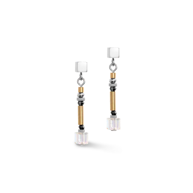 coeur-de-lion-cube-story-minimalistic-sparkling-ohrringe-grau-gold image 1