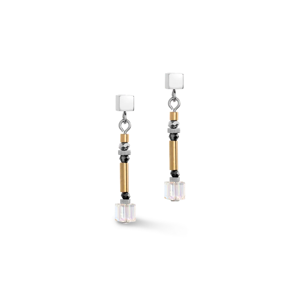 coeur-de-lion-cube-story-minimalistic-sparkling-ohrringe-grau-gold image 1