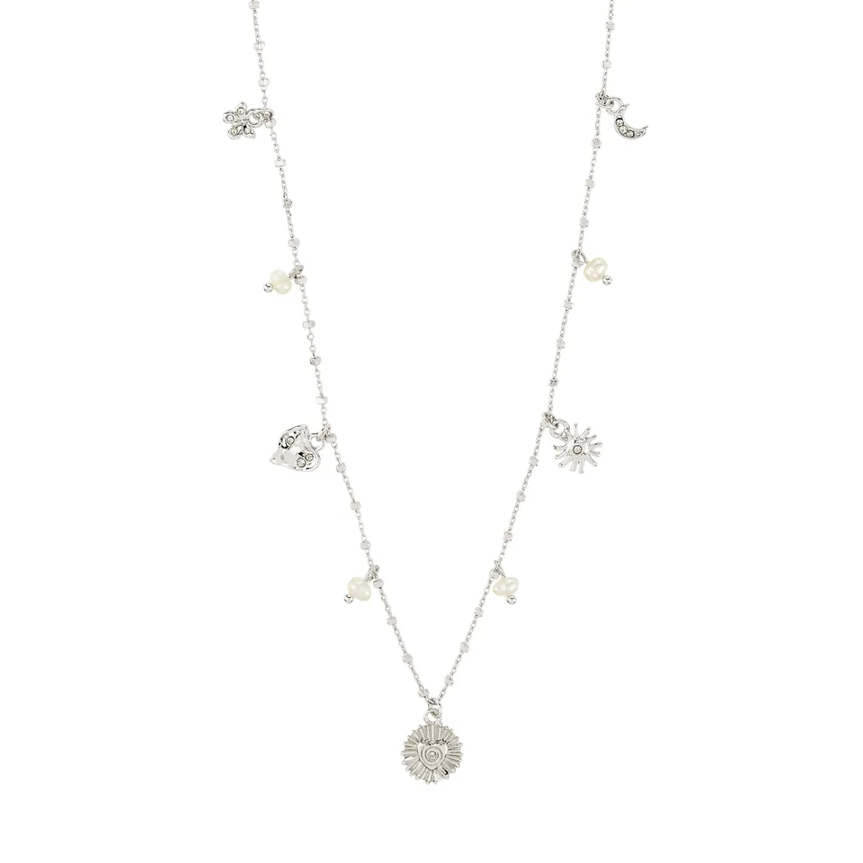 pilgrim-mylan-charm-halskette-versilbert-38-cm-9-cm-mit-sonne-mond-herz-perlen image 1
