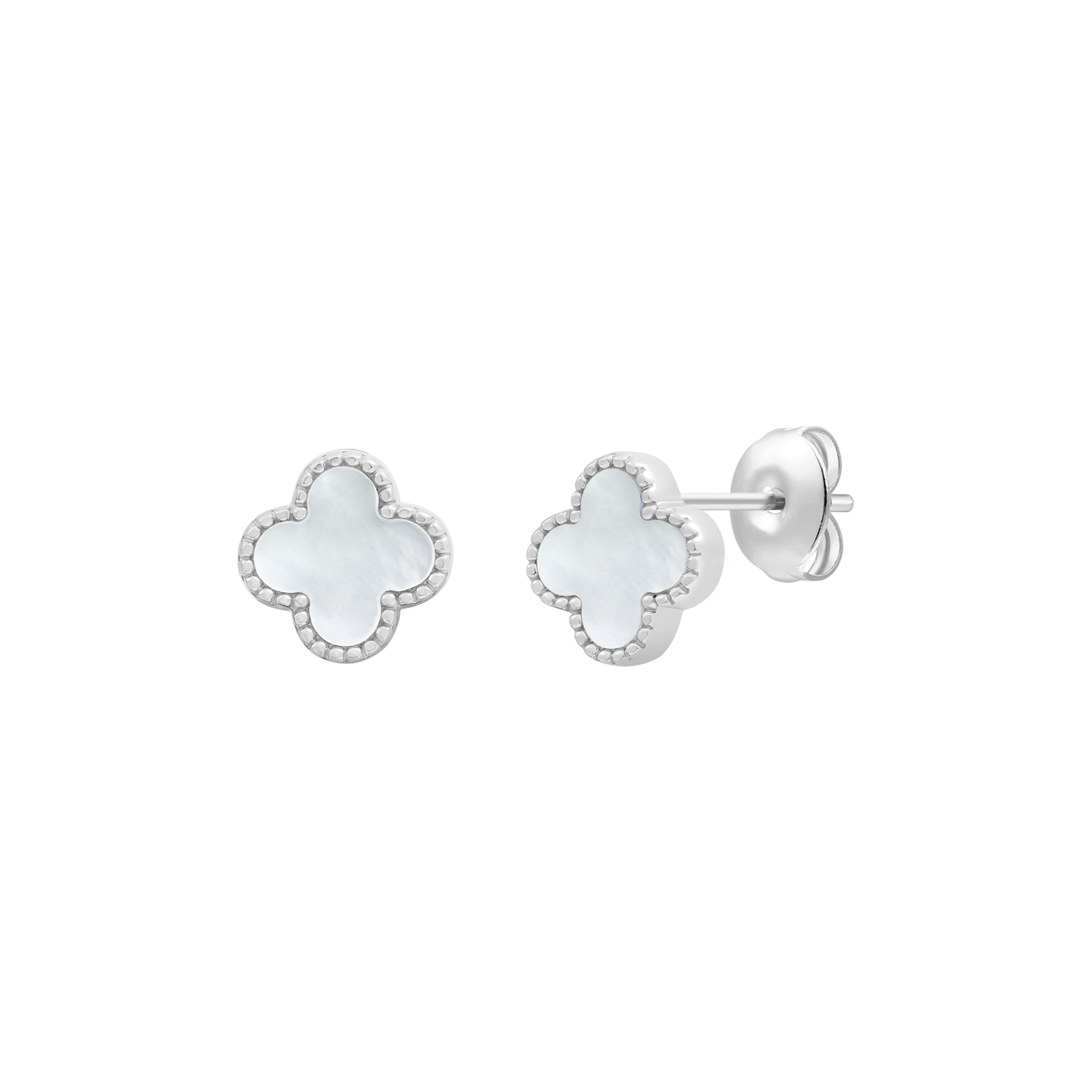 xenox-clover-ohrring-925-sterlingsilber-rhodiniert-kleeblatt-ohrstecker-perlmutt image 1