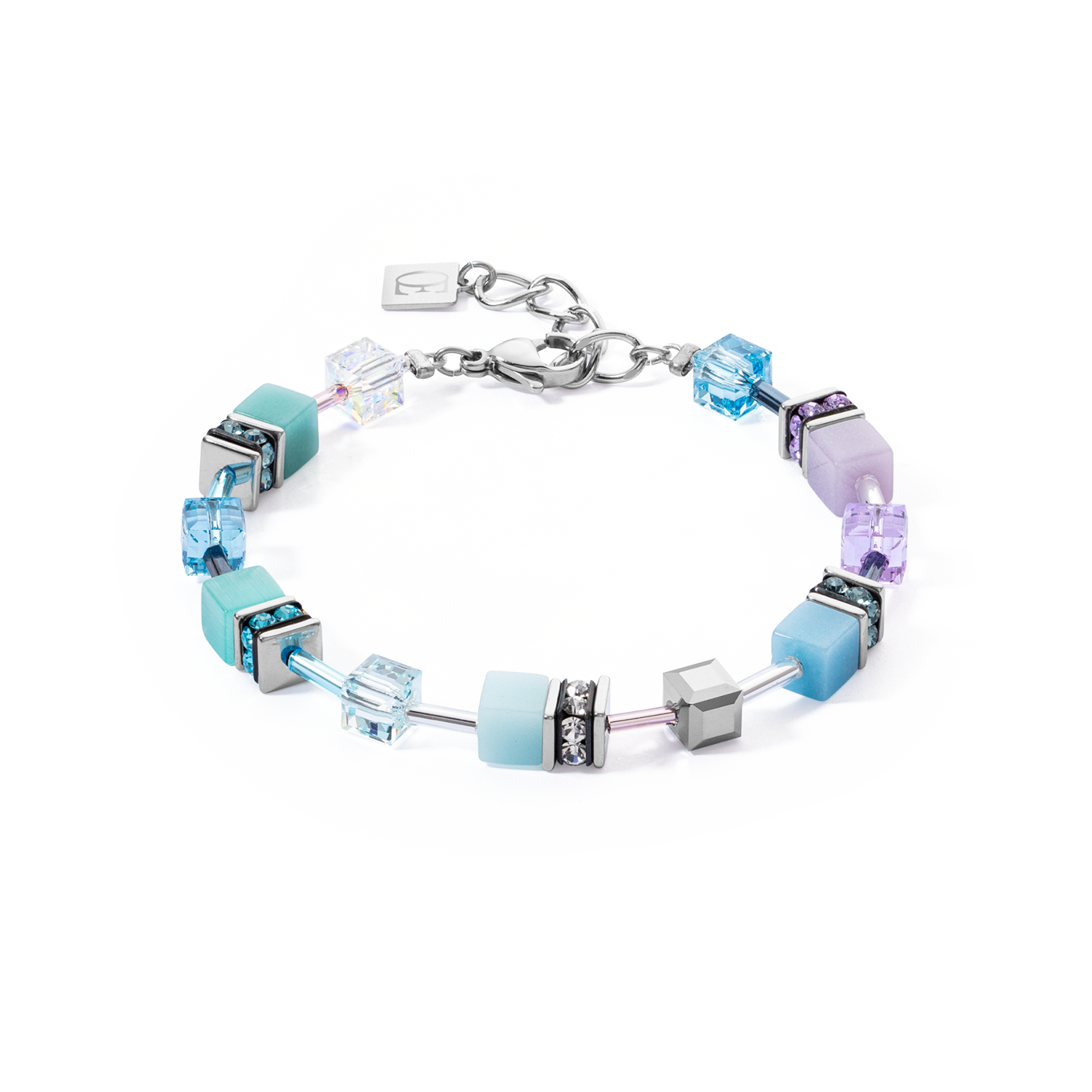 coeur-de-lion-geocube-iconic-armband-aqua-flieder-silber image 1