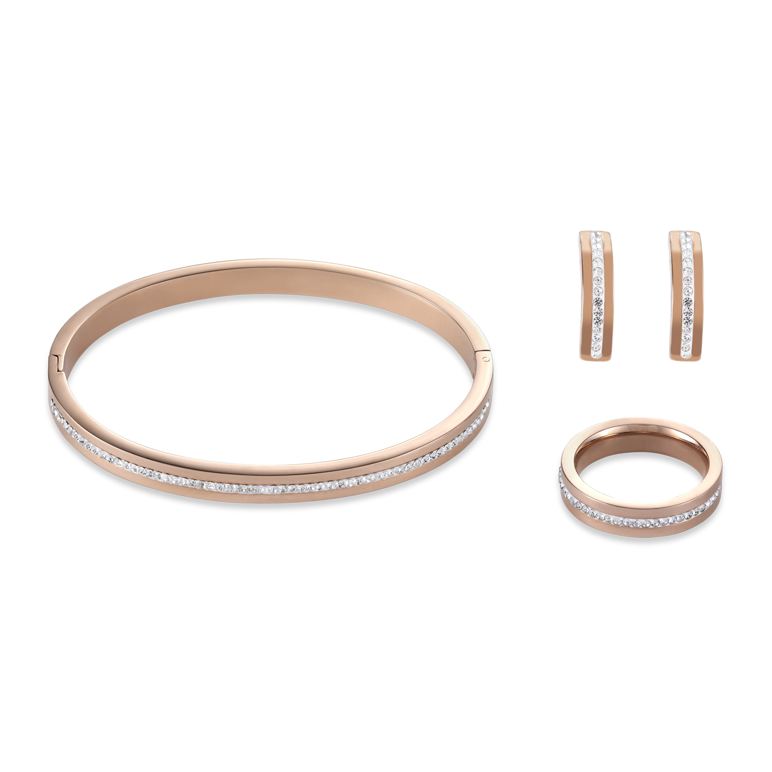 coeur-de-lion-iconic-collection-ohrstecker-edelstahl-ros-gold-kristall-pav-strei image 3