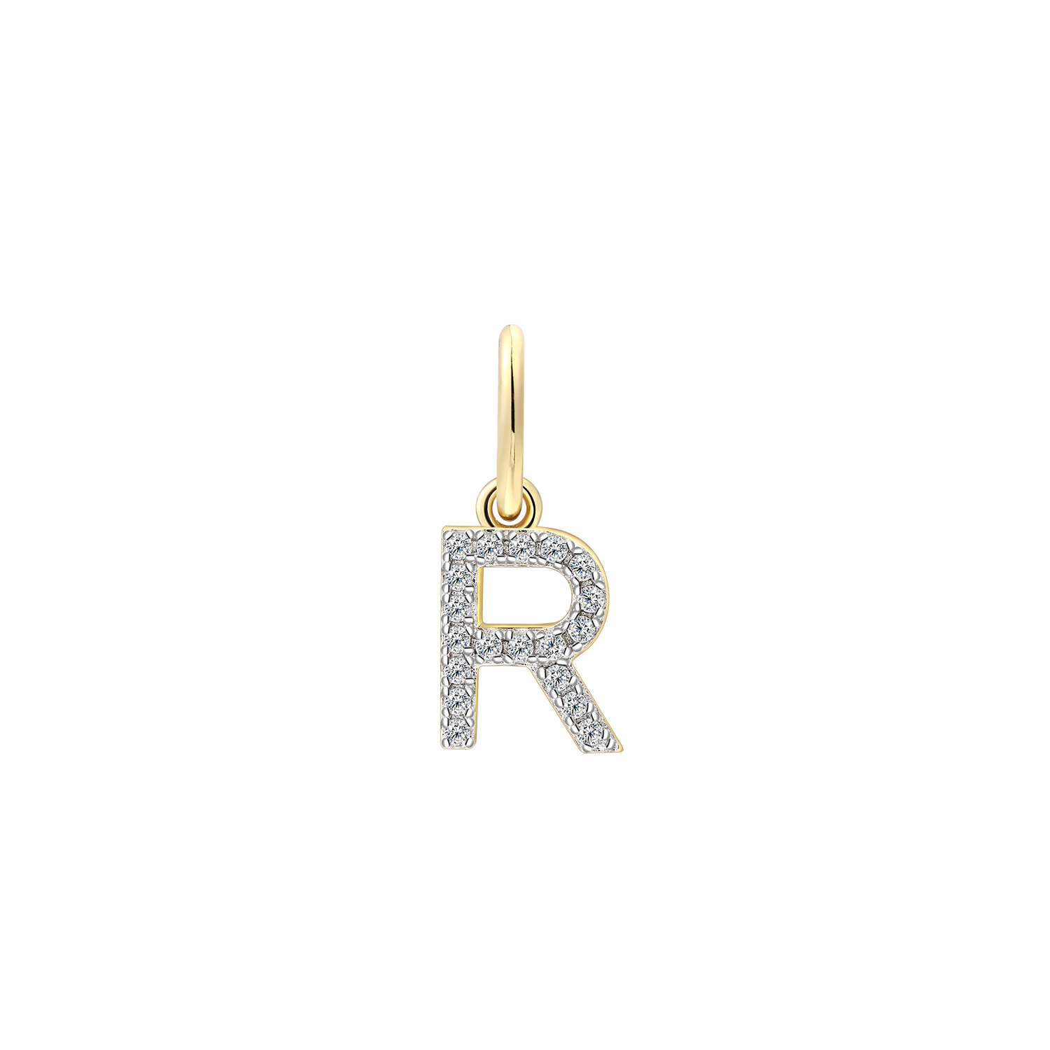 xenox-r-letter-charm-925-sterlingsilber-18k-vergoldet-buchstabe-r-mit-zirkonia image 1