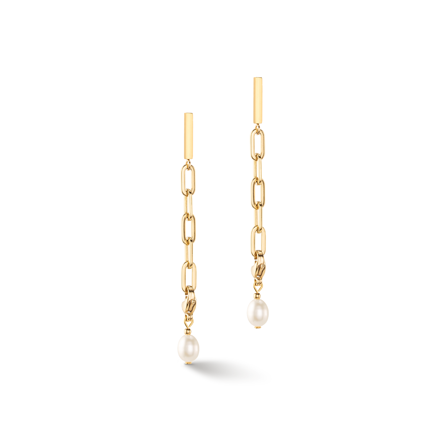 coeur-de-lion-modern-chain-ohrringe-gold-mit-s-wasserperlen-charms image 1