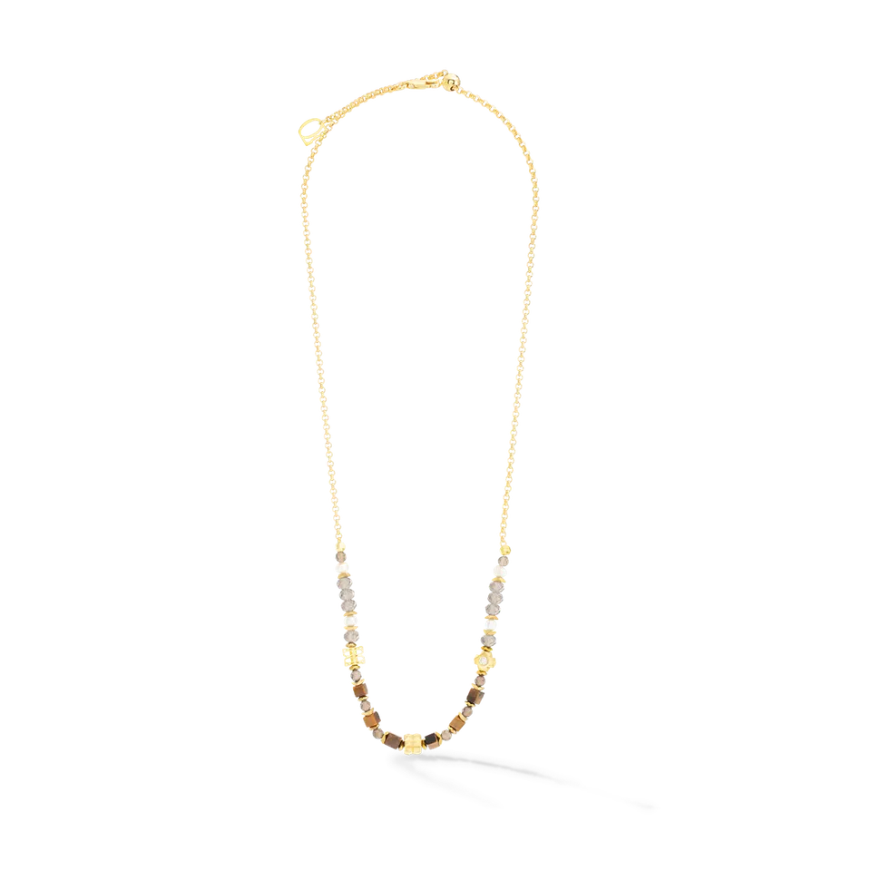 coeur-de-lion-iconic-spike-halskette-gold-braun-fine-edition-33-47-5-cm image 1