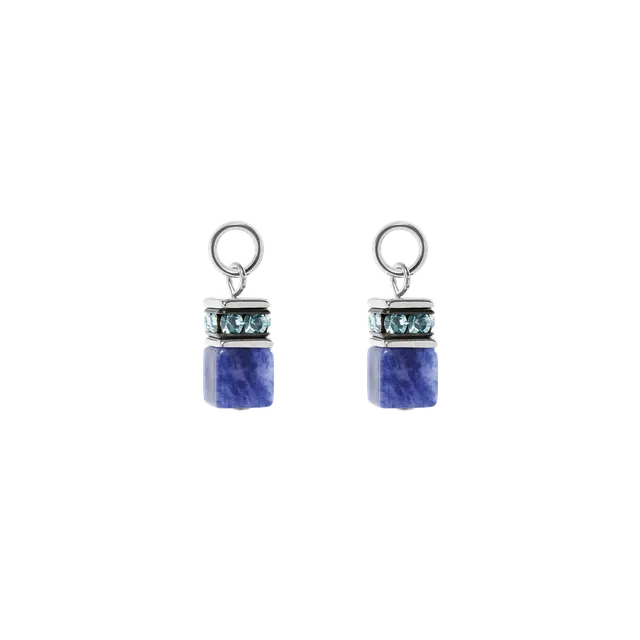coeur-de-lion-ear-me-up-charm-geocube-silber-blau-mit-sodalith-und-kristallen image 1
