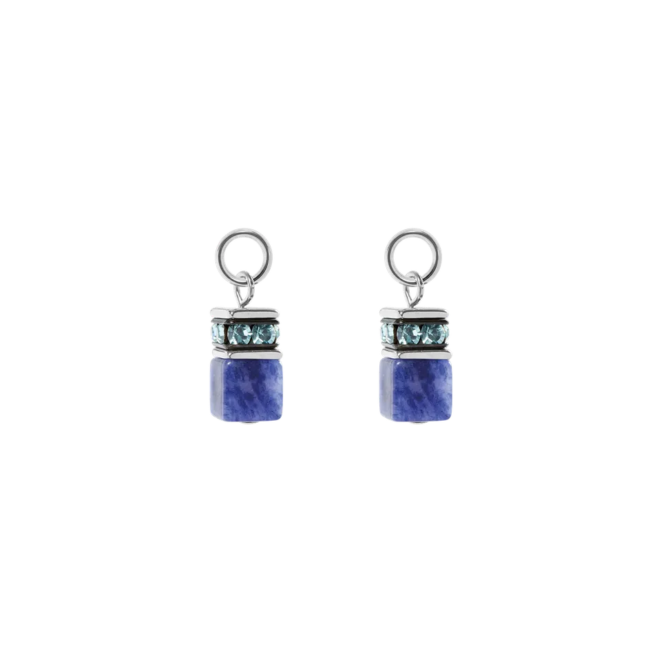coeur-de-lion-ear-me-up-charm-geocube-silber-blau-mit-sodalith-und-kristallen image 1