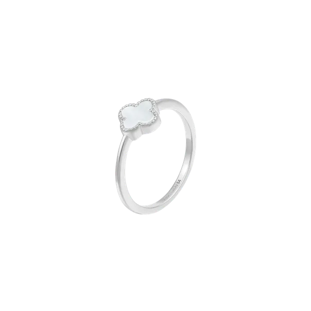 xenox-clover-ring-925-sterlingsilber-rhodiniert-perlmutt-kleeblatt image 1