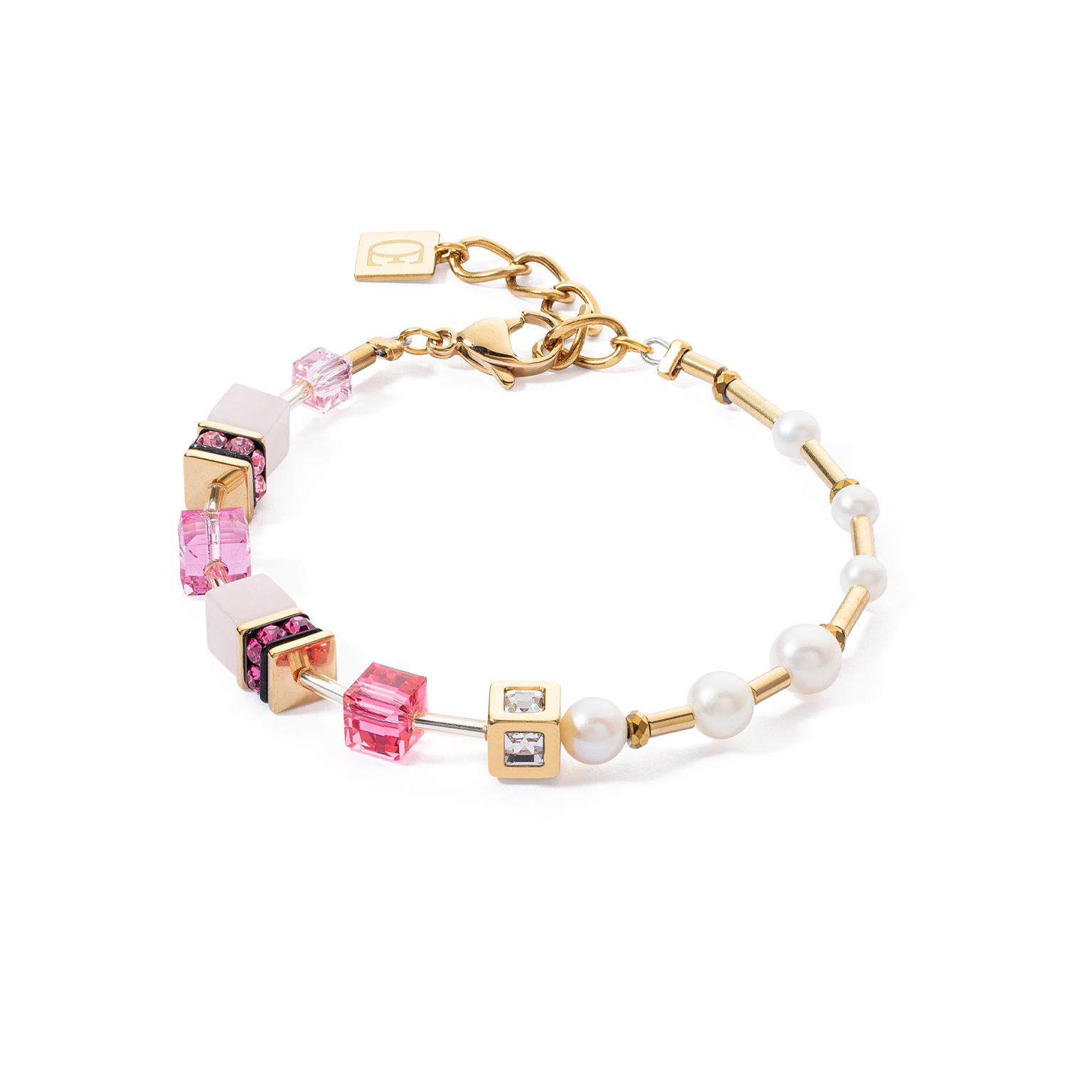 coeur-de-lion-armband-geocube-fusion-precious-pearl-mix-gold-pink image 1