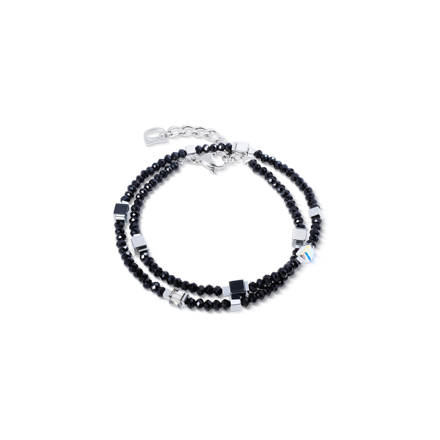 coeur-de-lion-joyful-colours-flex-armband-silber-schwarz-doppel-wicklung image 1