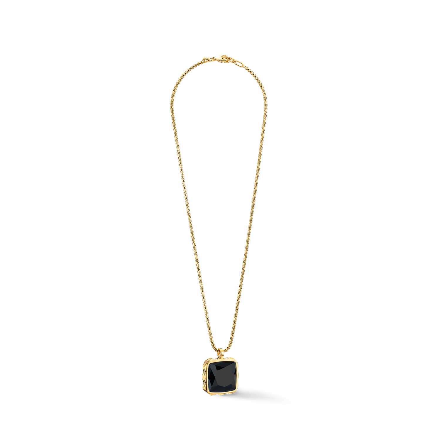 coeur-de-lion-essentials-halskette-amulett-spikes-square-onyx-gold-schwarz image 1