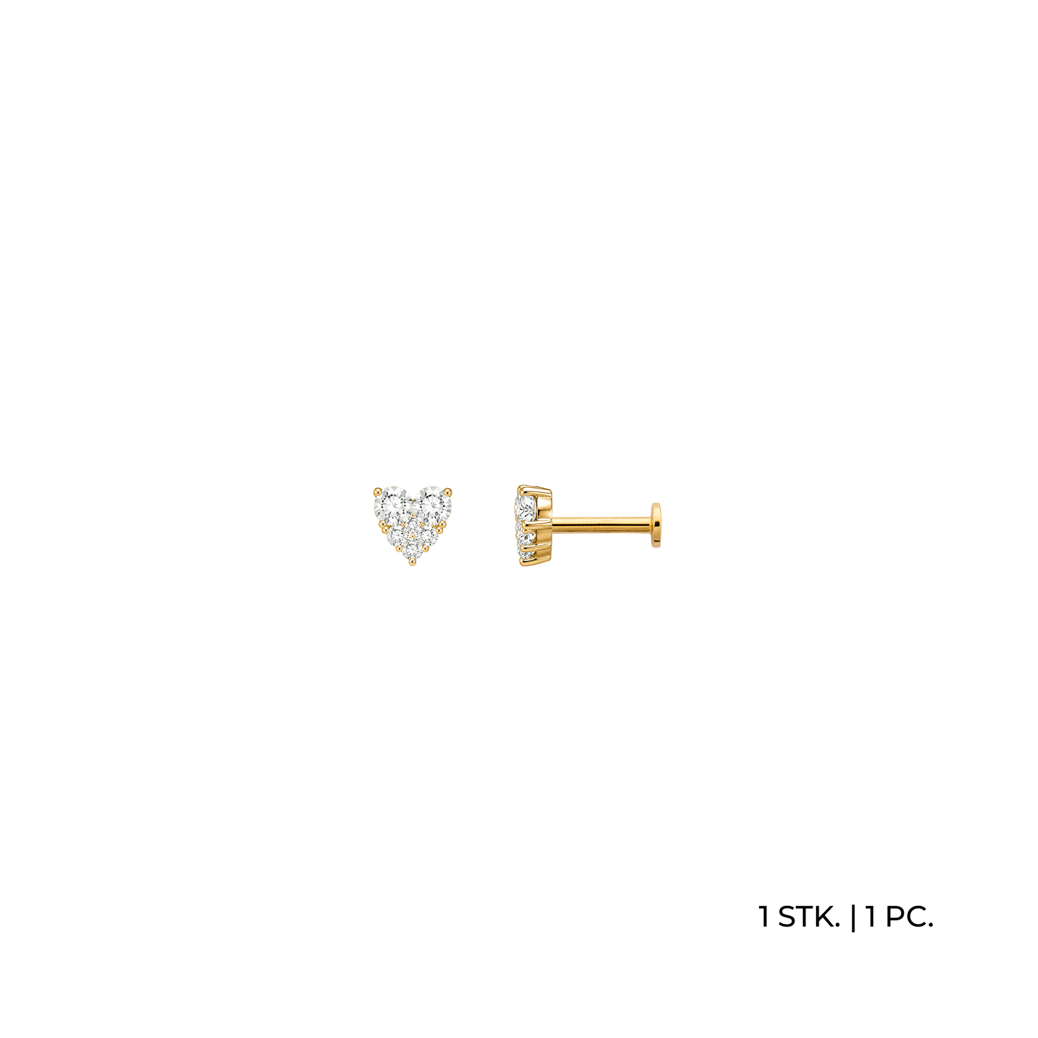 xenox-fine-heart-spark-piercing-585-gelbgold-mit-zirkonia-herz image 1