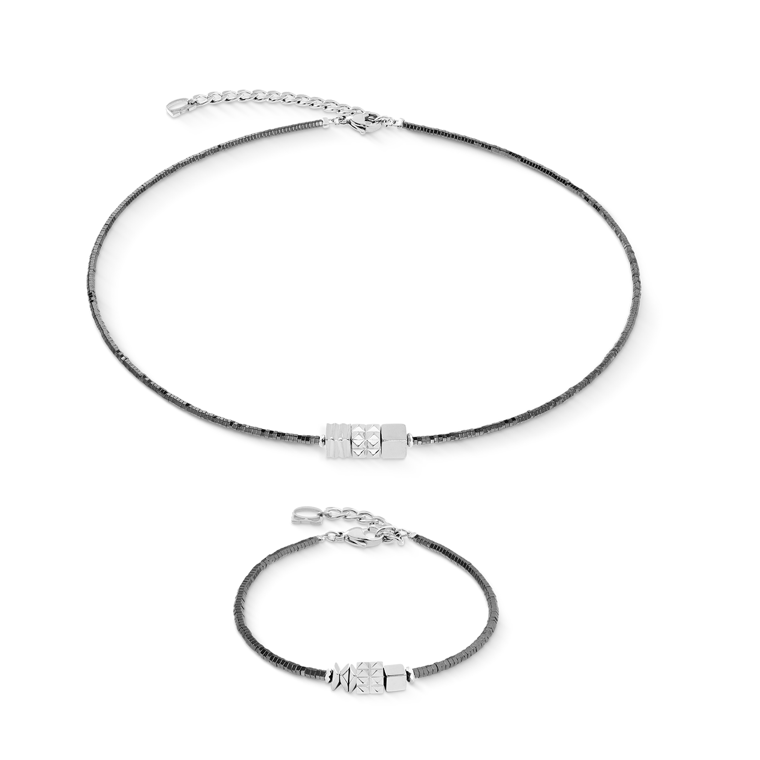 coeur-de-lion-armband-cube-trio-facets-silber-grau image 3