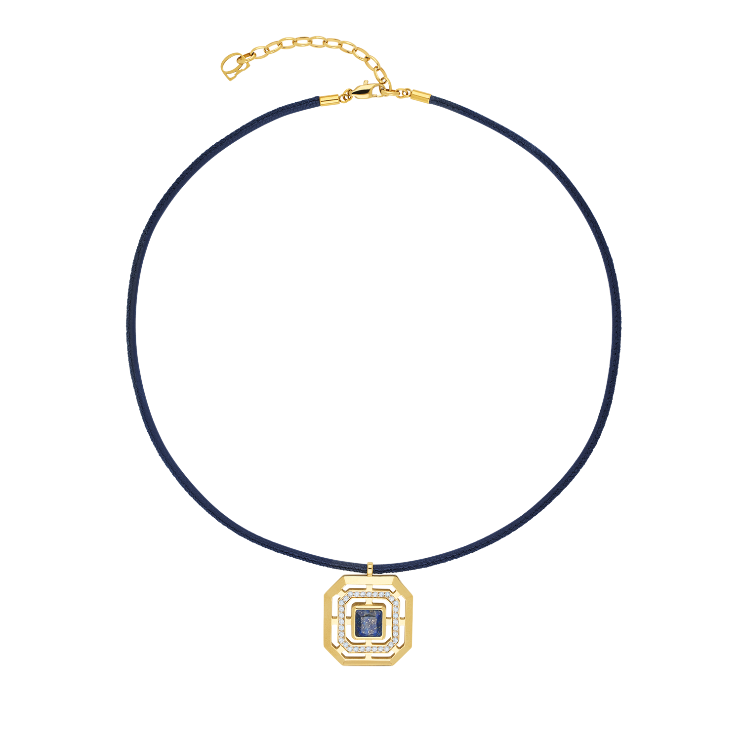 coeur-de-lion-halskette-amulett-icon-frame-soft-lapis-gold image 1