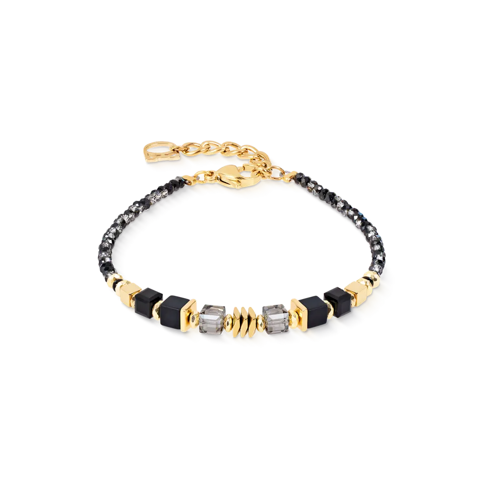 coeur-de-lion-geocube-armband-wave-cube-flow-gold-schwarz-18-cm-3-cm image 1