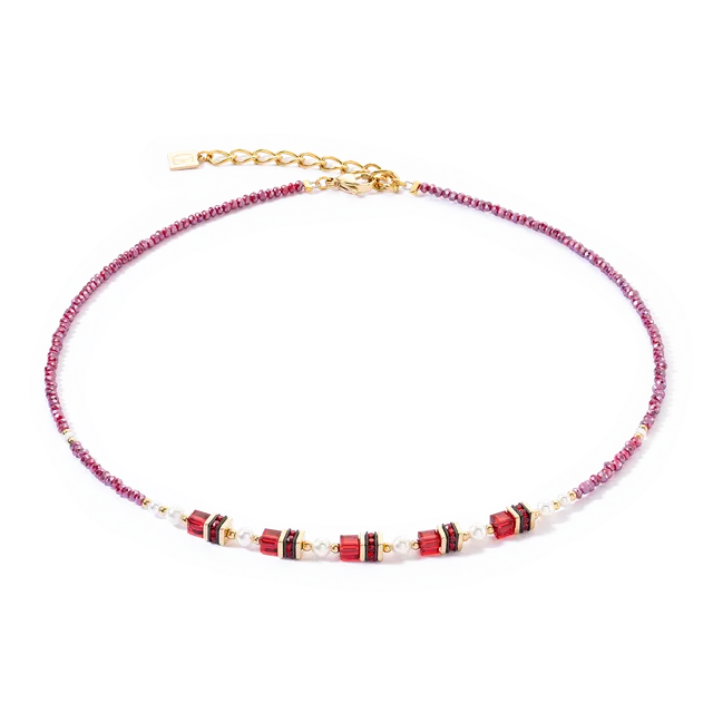 coeur-de-lion-halskette-sparkling-princess-gold-rot-kristalle-perlen image 1