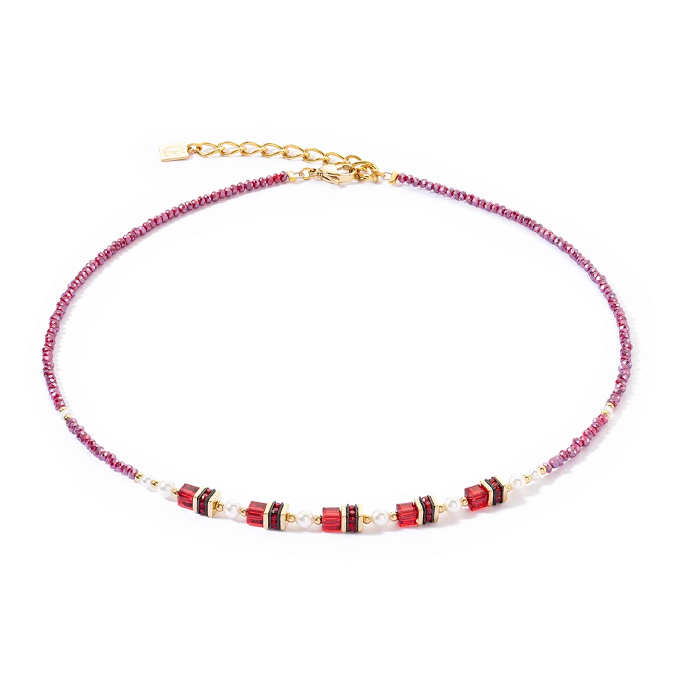 coeur-de-lion-halskette-sparkling-princess-gold-rot-kristalle-perlen image 1