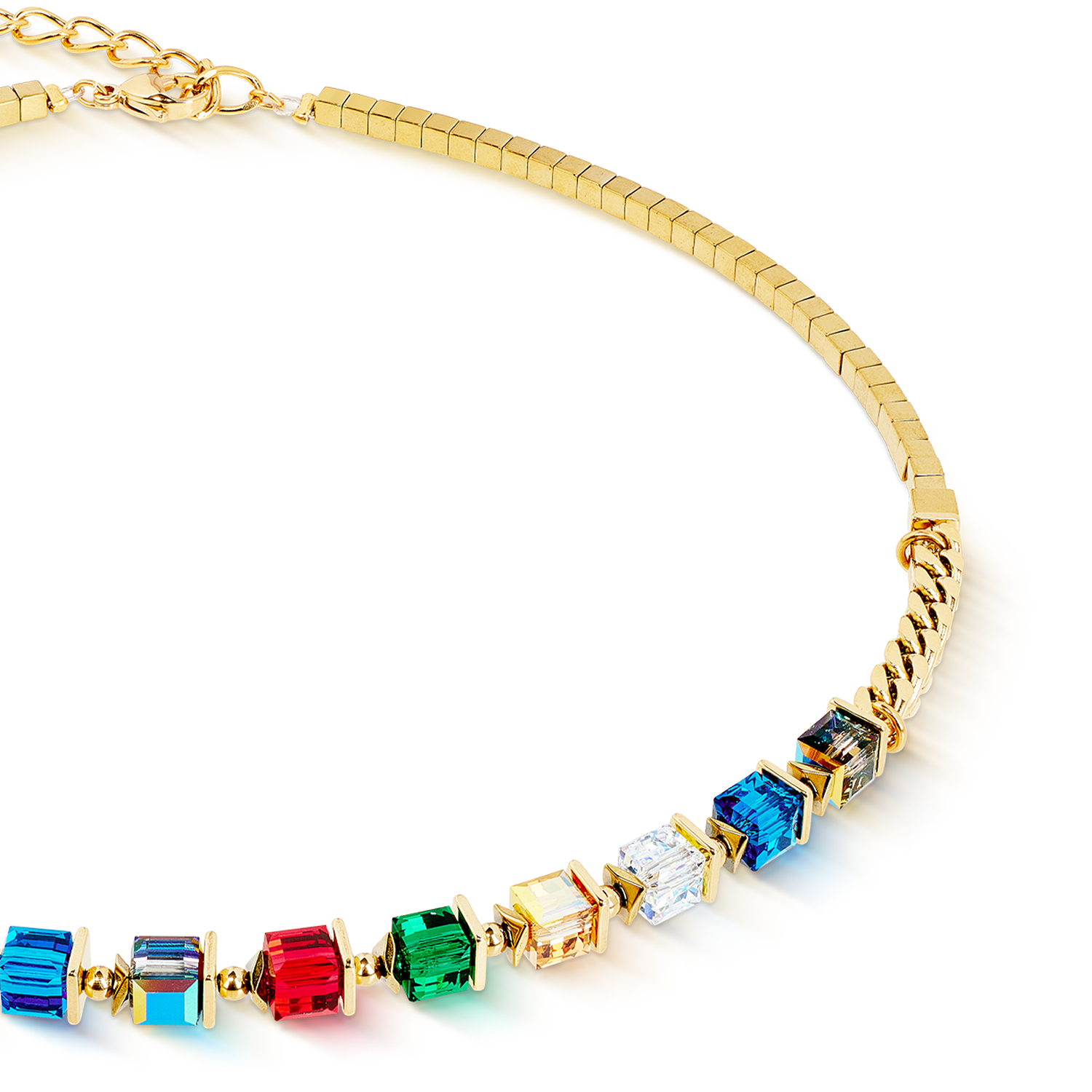 coeur-de-lion-halskette-sparkling-cubes-fusion-chain-gold-multicolor image 2