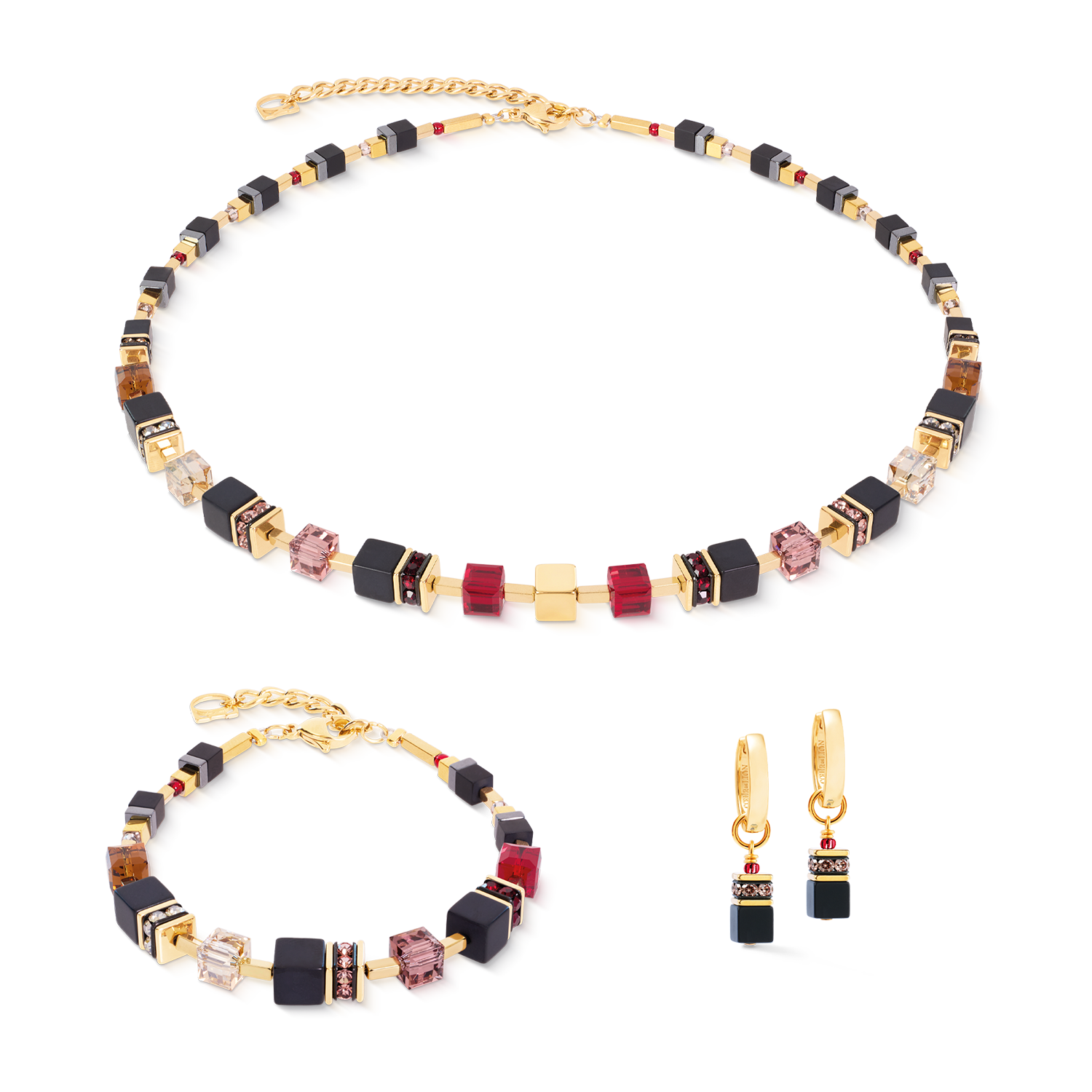 coeur-de-lion-geocube-precious-classic-halskette-ruby-noir-schwarz-gold image 3