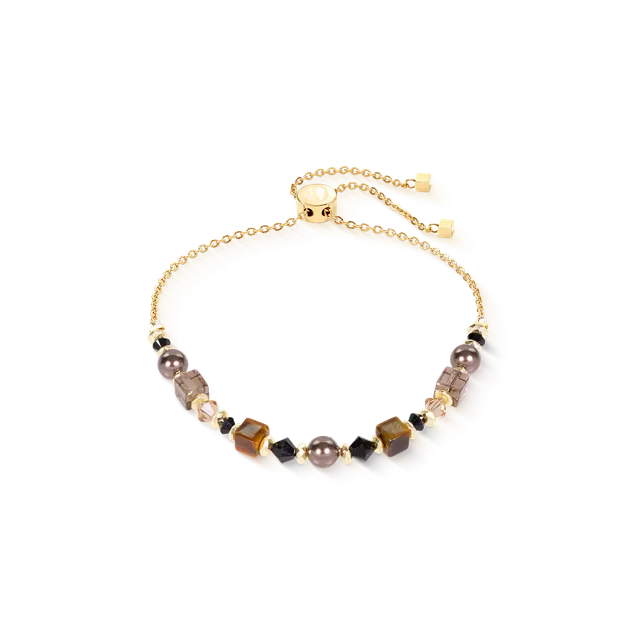 coeur-de-lion-armband-slider-earth-gold-14-22-cm-tigerauge-rauchquarz image 1