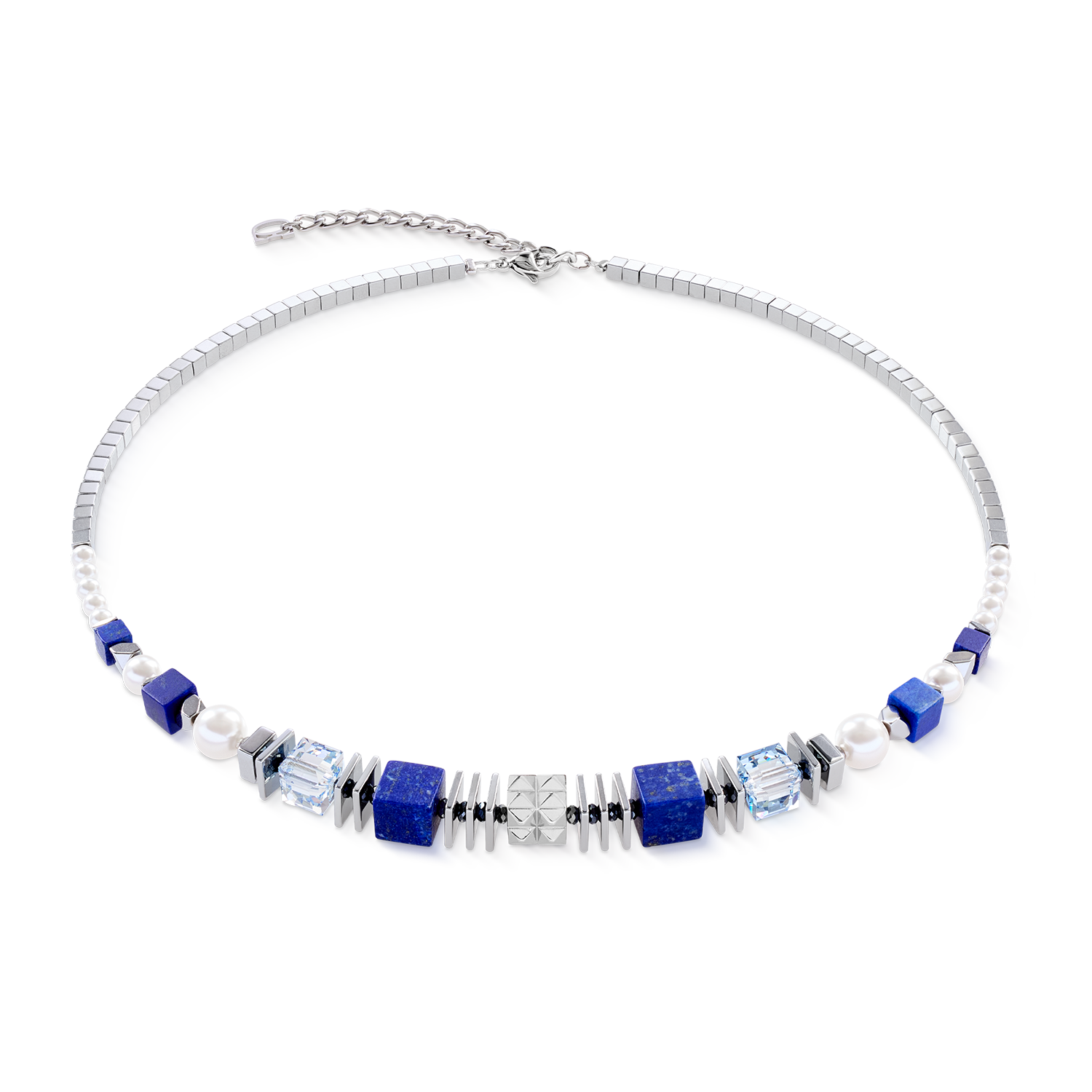 coeur-de-lion-statement-cube-facets-halskette-silber-blau-mit-lapislazuli-45-5-c image 1