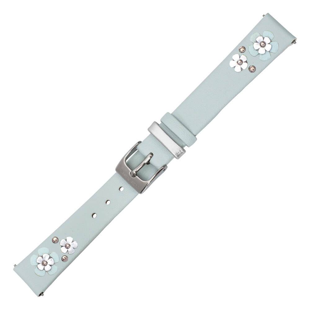 julie-julsen-uhrband-leder-hellblau-mit-blumen-14-mm-silber-pin-system image 1