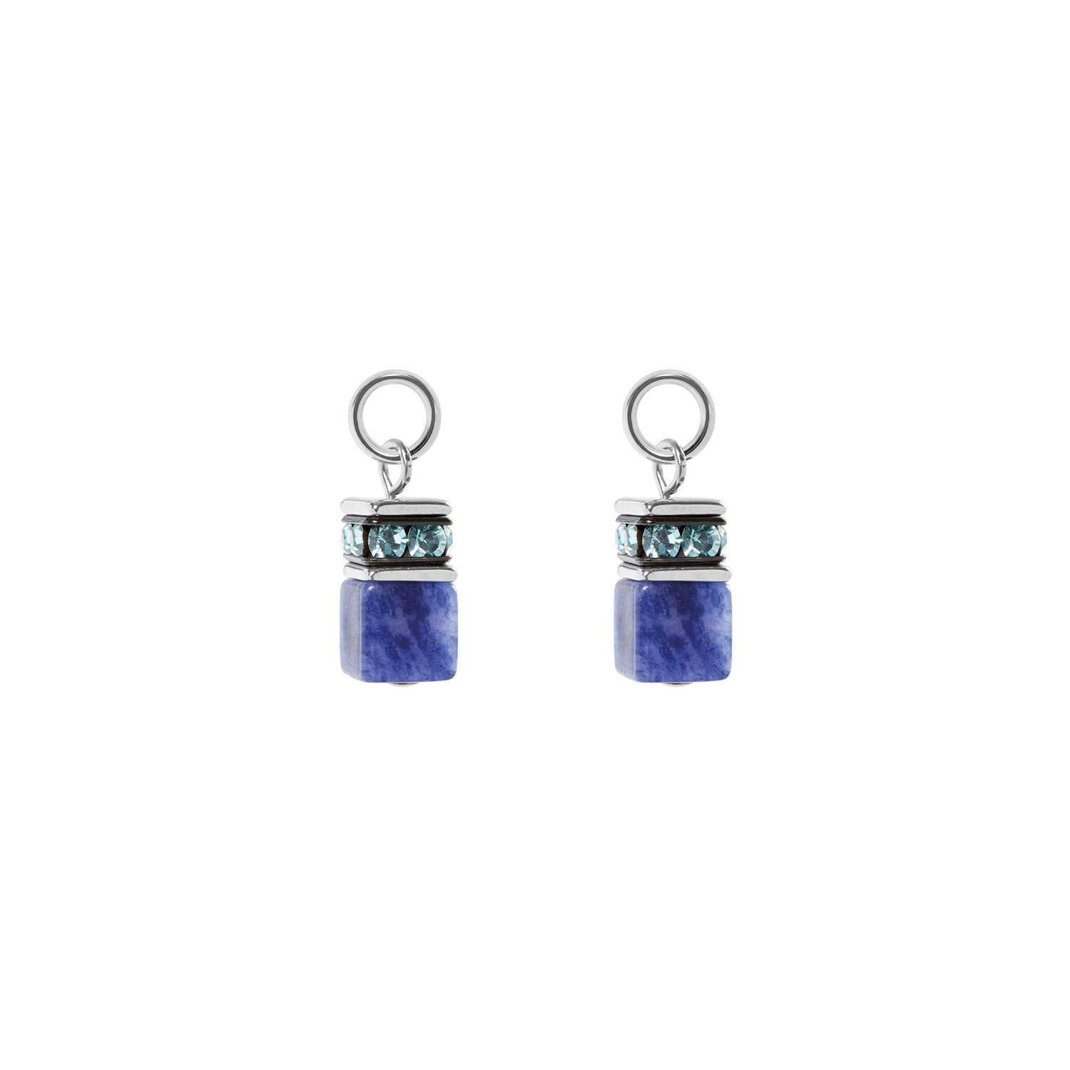 coeur-de-lion-ear-me-up-charm-geocube-silber-blau-mit-sodalith-und-kristallen image 1