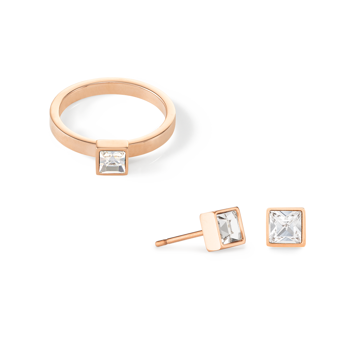 coeur-de-lion-brilliant-square-small-ohrringe-ros-gold-kristall image 3