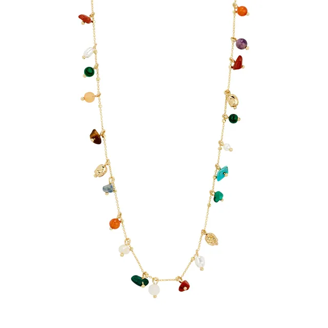 pilgrim-between-halskette-gold-plated-boho-kette-mit-halbedelsteinen image 1
