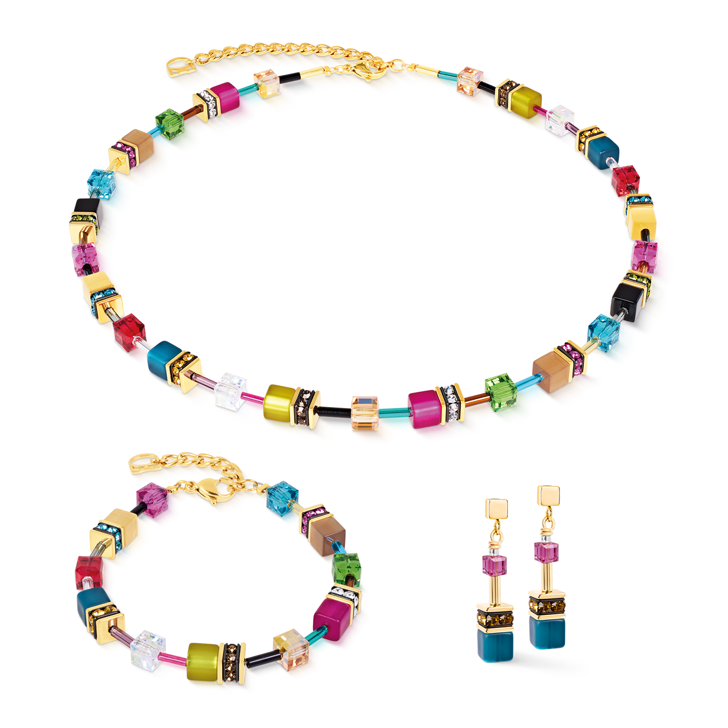 coeur-de-lion-geocube-iconic-halskette-multicolor-joy-gold-42-cm image 3