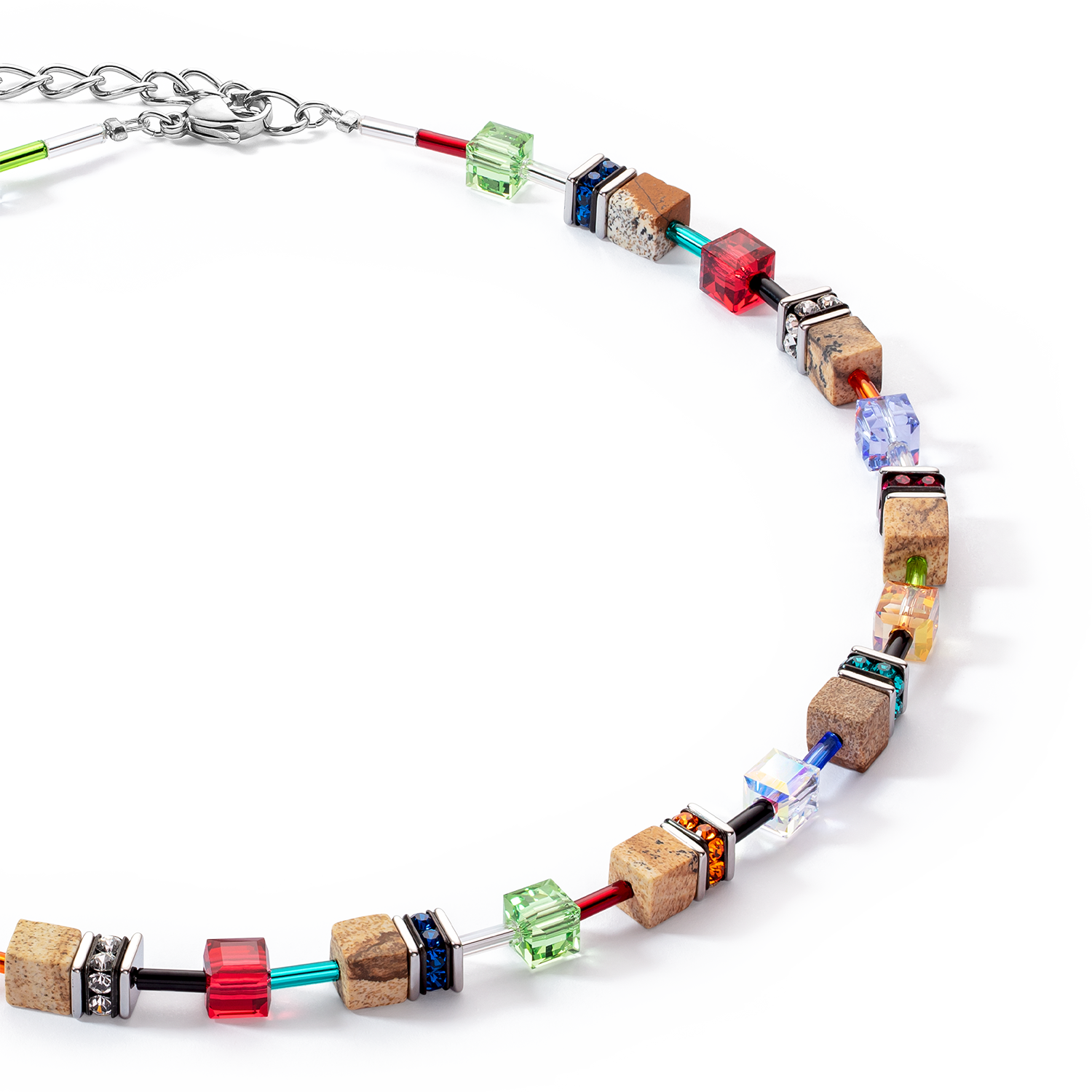 coeur-de-lion-geocube-iconic-nature-halskette-multicolor-braun-silber image 2