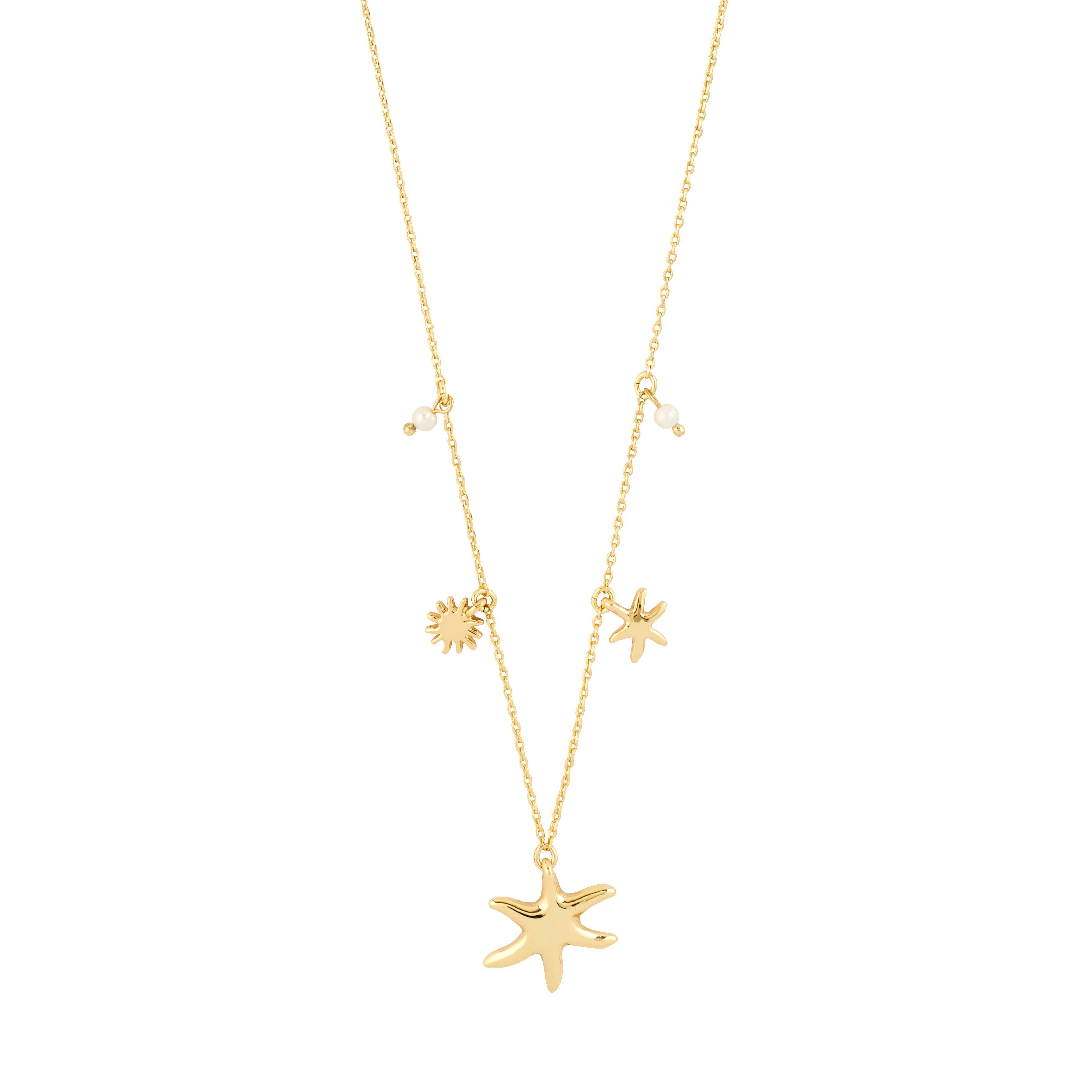 pilgrim-prism-halskette-goldplattiert-mit-seestern-charms-perlen image 1