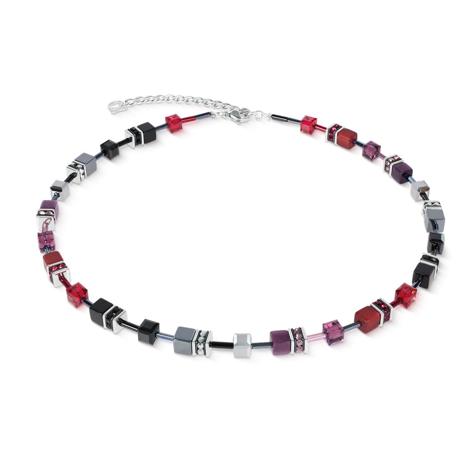 coeur-de-lion-geocube-iconic-halskette-ruby-noir-silber image 1