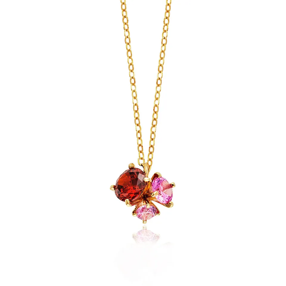 julie-julsen-kette-mit-anh-nger-vergoldet-mit-granat-und-pinkem-korund image 1