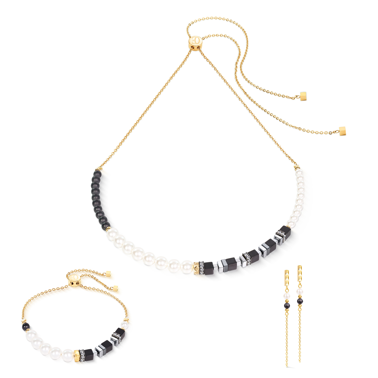 coeur-de-lion-precious-fusion-offset-slider-halskette-onyx-30-70-cm-gold image 3