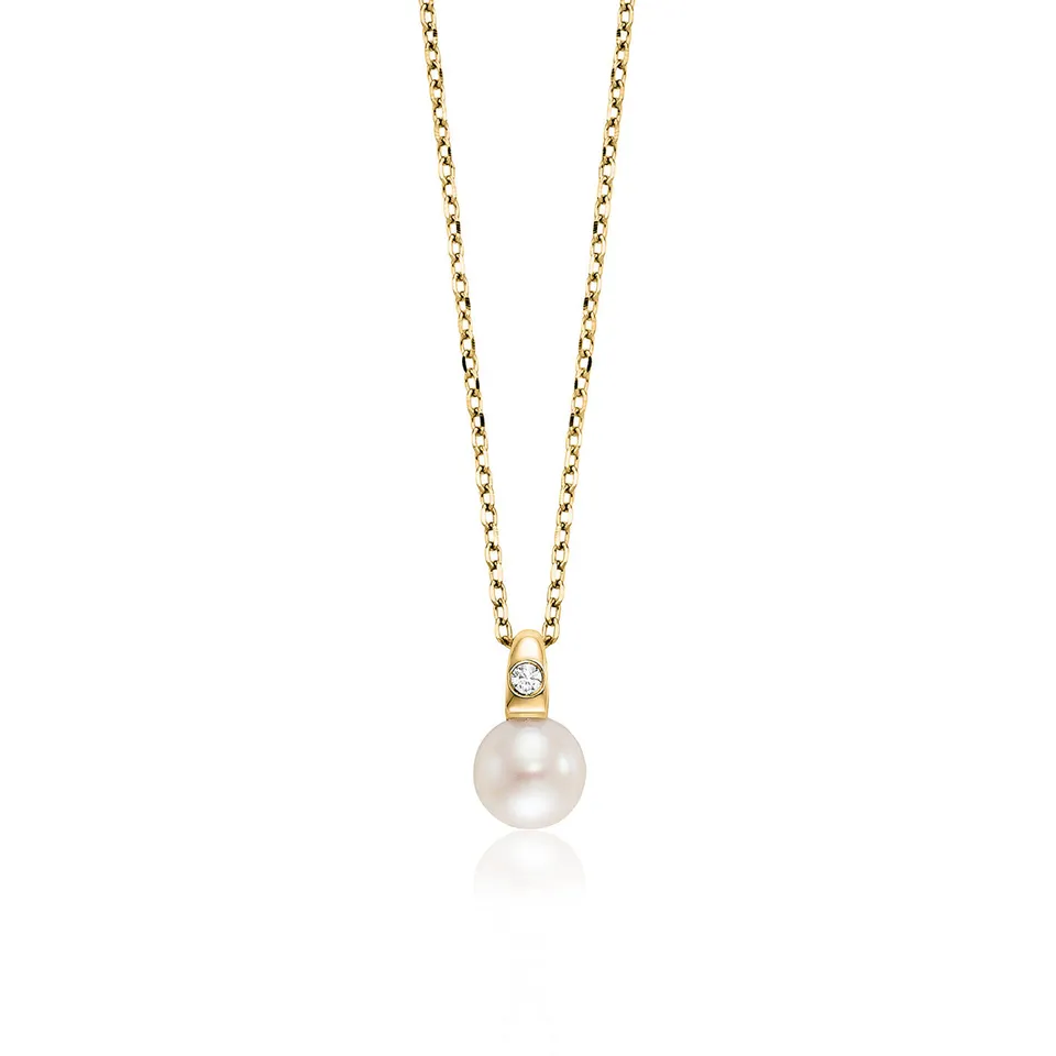 julie-julsen-kette-mit-anh-nger-pearl-vergoldet-mit-s-wasserperle-und-zirkonia image 1
