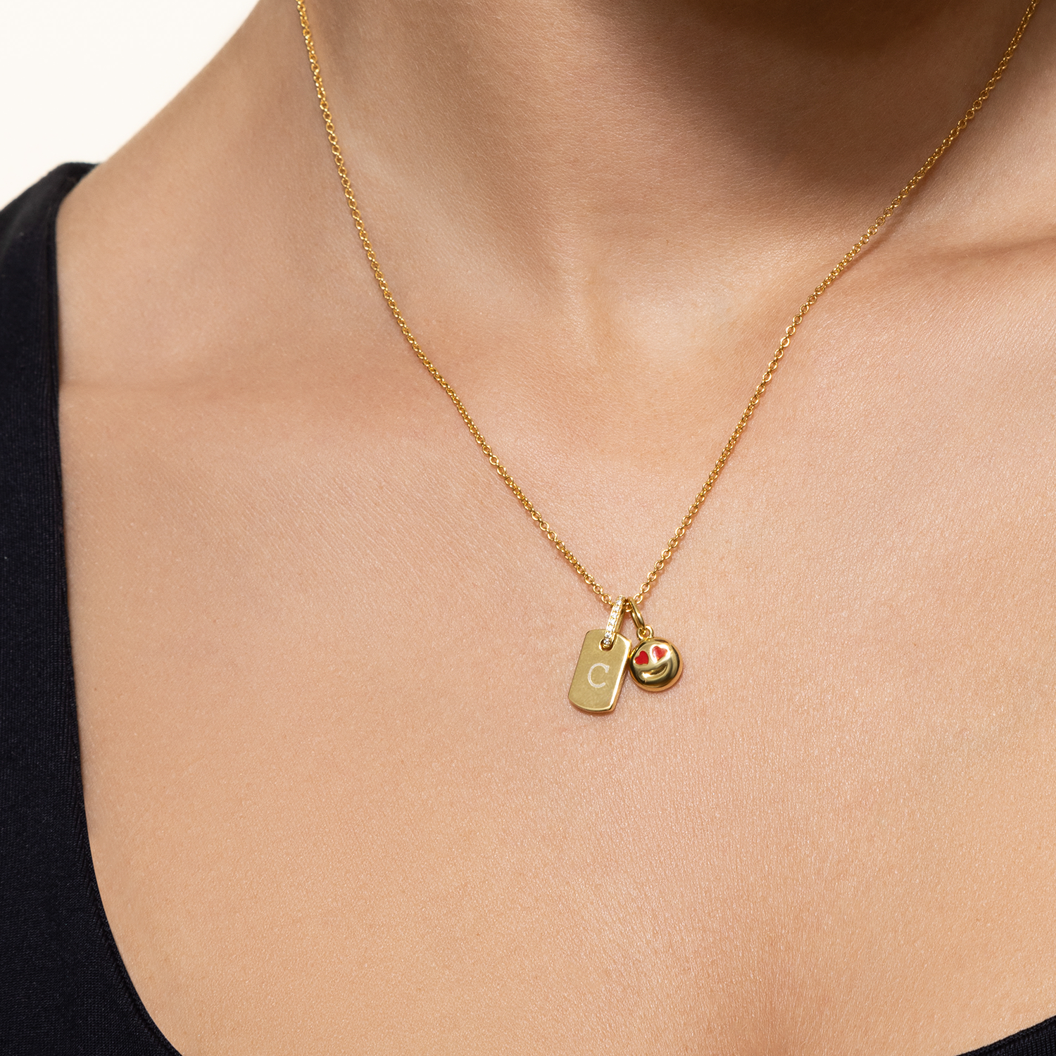 xenox-smiley-charm-925-sterlingsilber-18k-vergoldung image 2