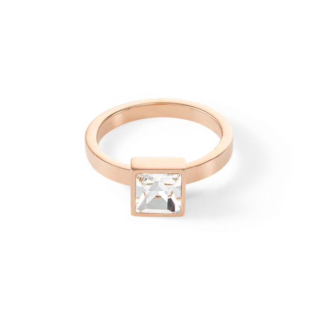 coeur-de-lion-brilliant-square-big-ring-ros-gold-kristall image 1