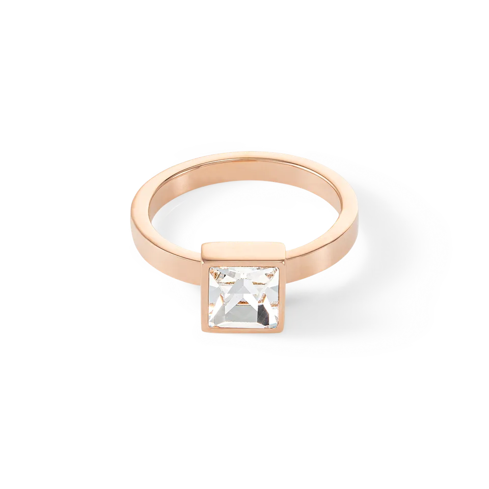 coeur-de-lion-brilliant-square-big-ring-ros-gold-kristall image 1