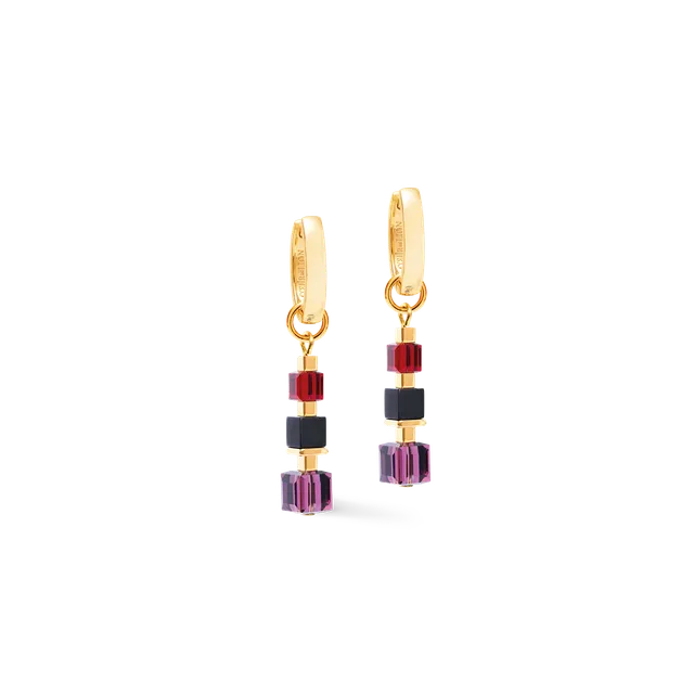 coeur-de-lion-creolen-cube-mix-precious-berry-gold-abnehmbarer-anh-nger-4-cm image 1
