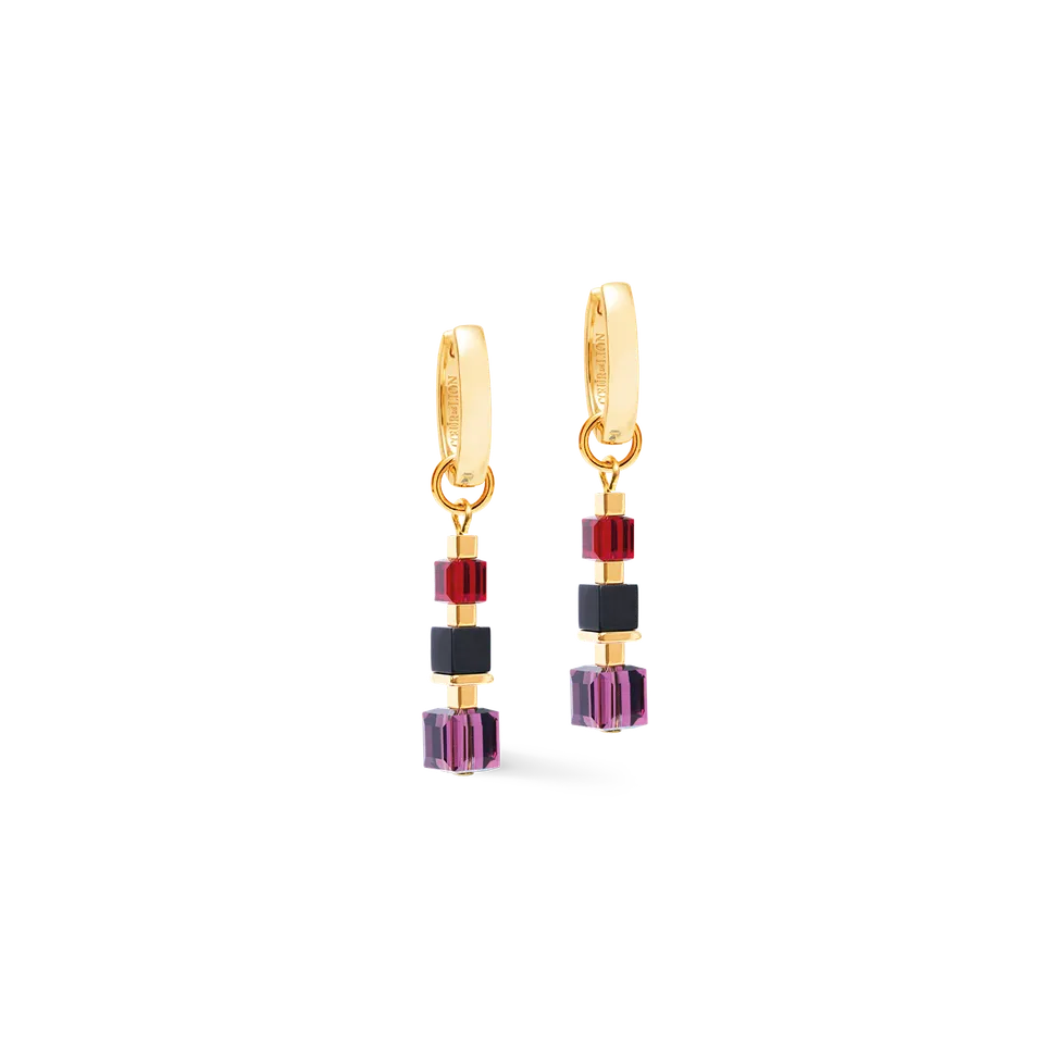 coeur-de-lion-creolen-cube-mix-precious-berry-gold-abnehmbarer-anh-nger-4-cm image 1