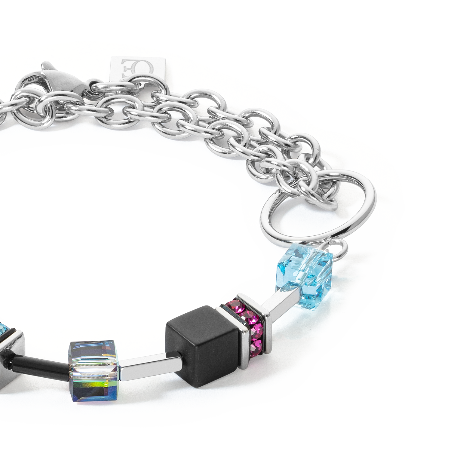 coeur-de-lion-geocube-iconic-precious-chain-armband-silber-multicolor image 2