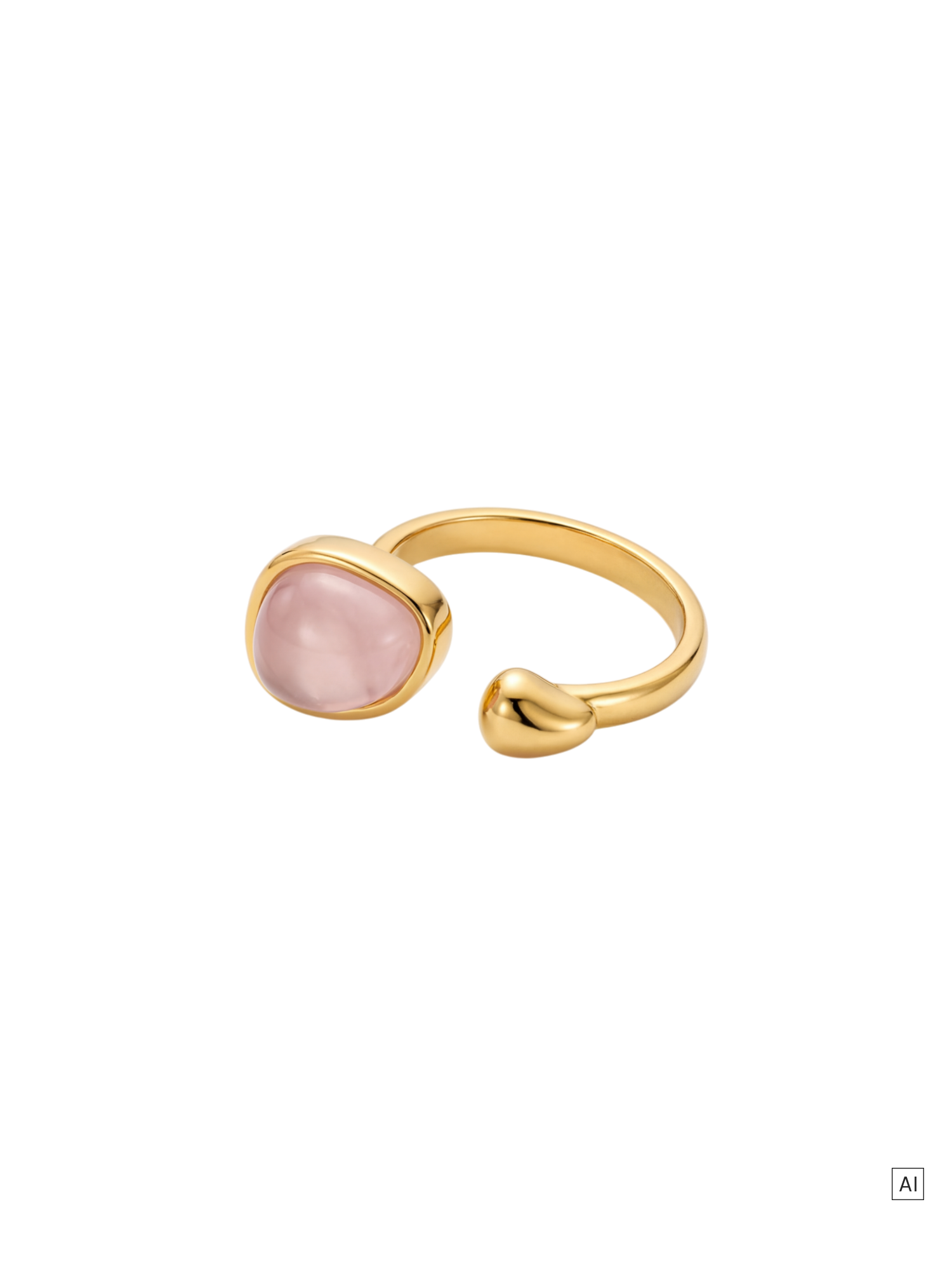 purelei-natural-grace-ring-verstellbarer-edelstahl-ring-mit-rosenquarz image 1