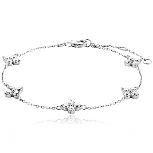 julie-julsen-crystal-line-armband-silber-rhodiniert-mit-5-bl-ten-und-20-wei-en-z image 1