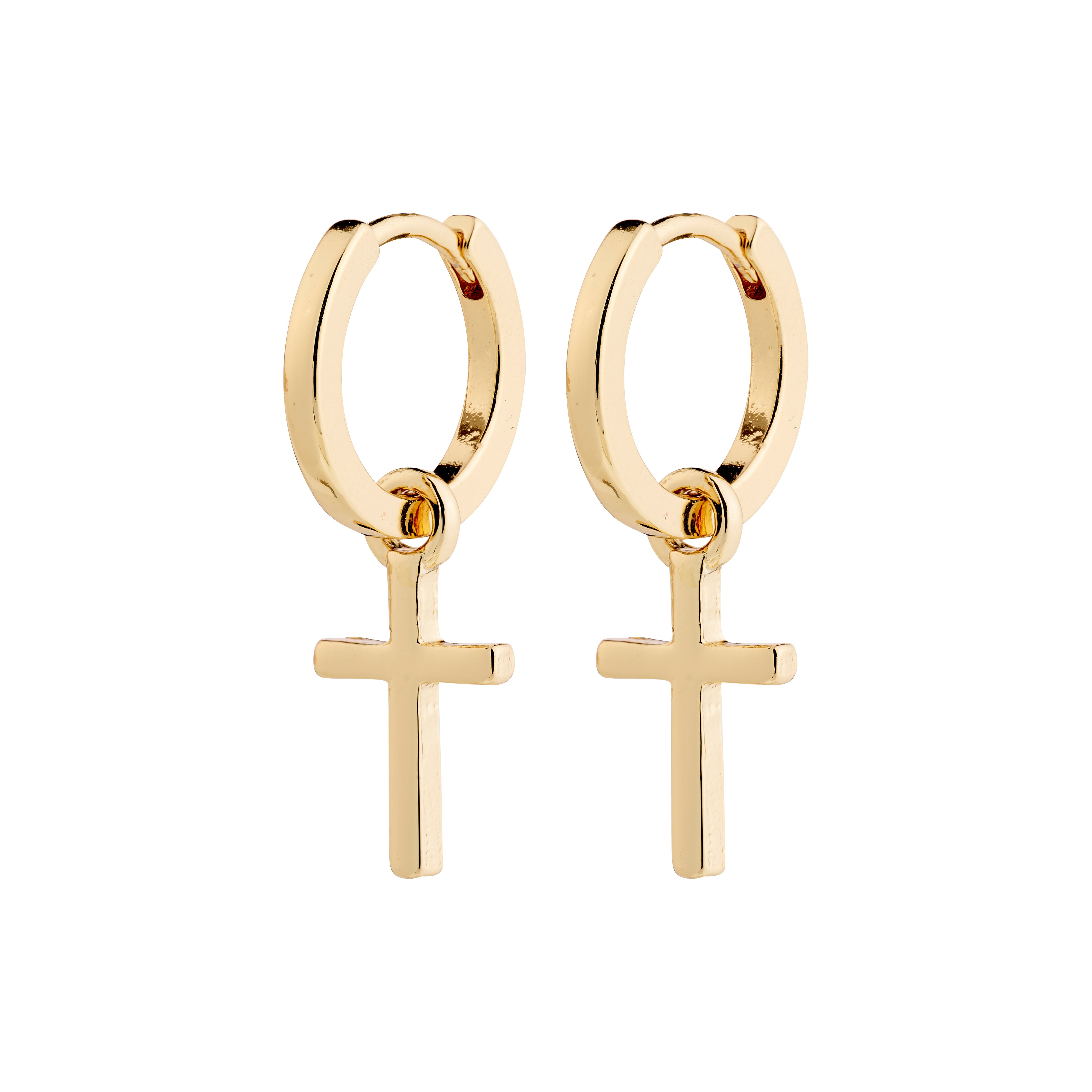 pilgrim-flynn-ohrringe-chunky-hoops-mit-kreuz-goldplattiert image 1
