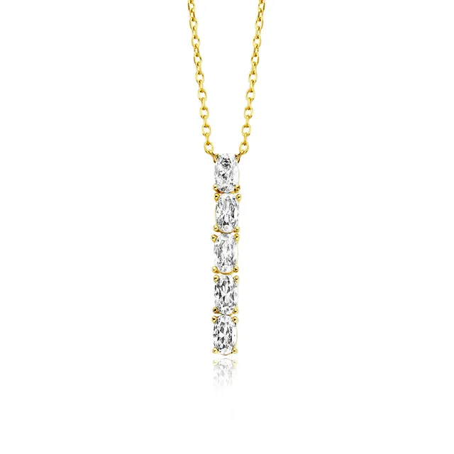 julie-julsen-crystal-line-kette-mit-anh-nger-vergoldet-5-wei-e-zirkonia image 1