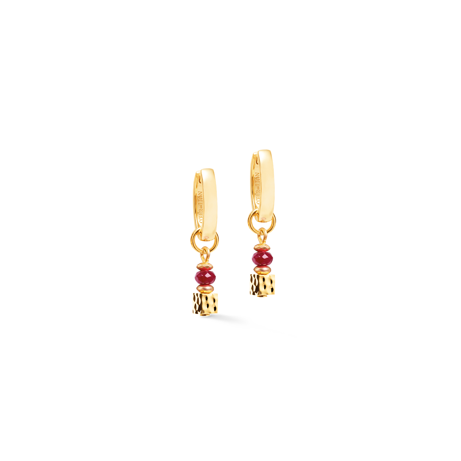 coeur-de-lion-creolen-hammered-cube-ruby-gold-3-cm image 1
