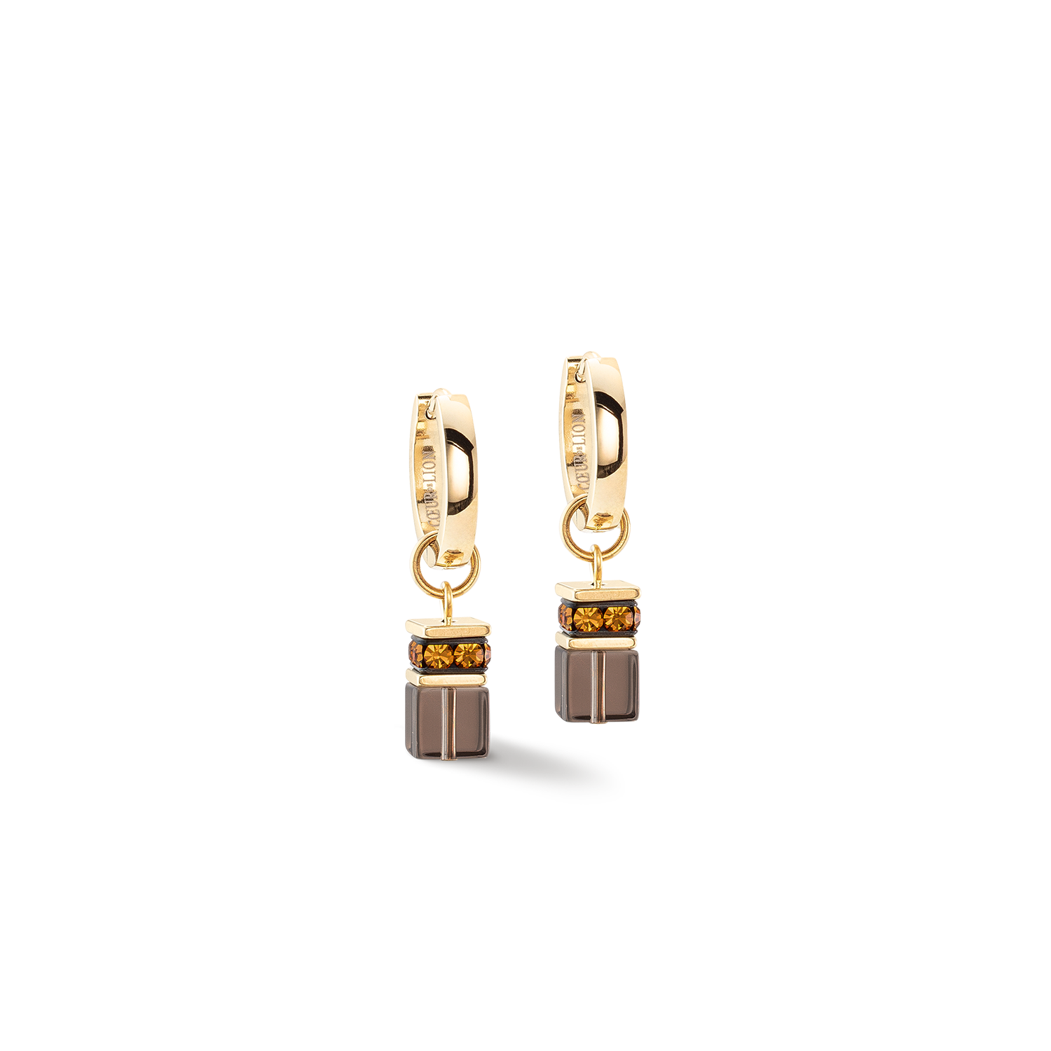 coeur-de-lion-geocube-chunky-chain-creolen-gold-braun-rauchquarz image 1